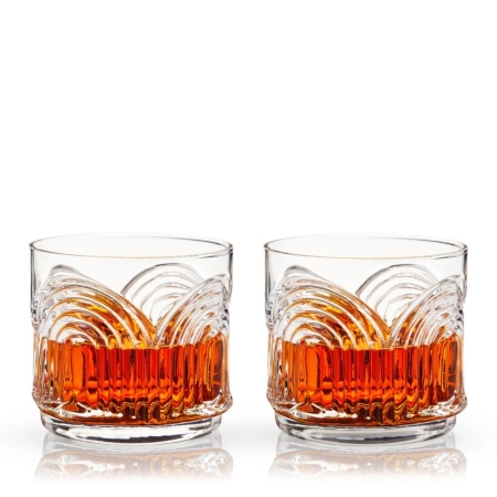 Viski® Deco Beau Crystal Lowball Tumblers, Set of 2